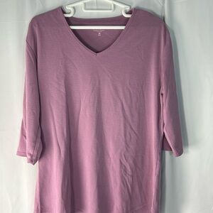 Elegant Mauve Long Sleeve V-Neck Top